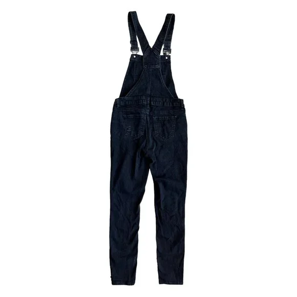 Blue Spice Black Distressed Denim Overalls with Rips and Holes //Junior Size 9 - Picture 4 of 9